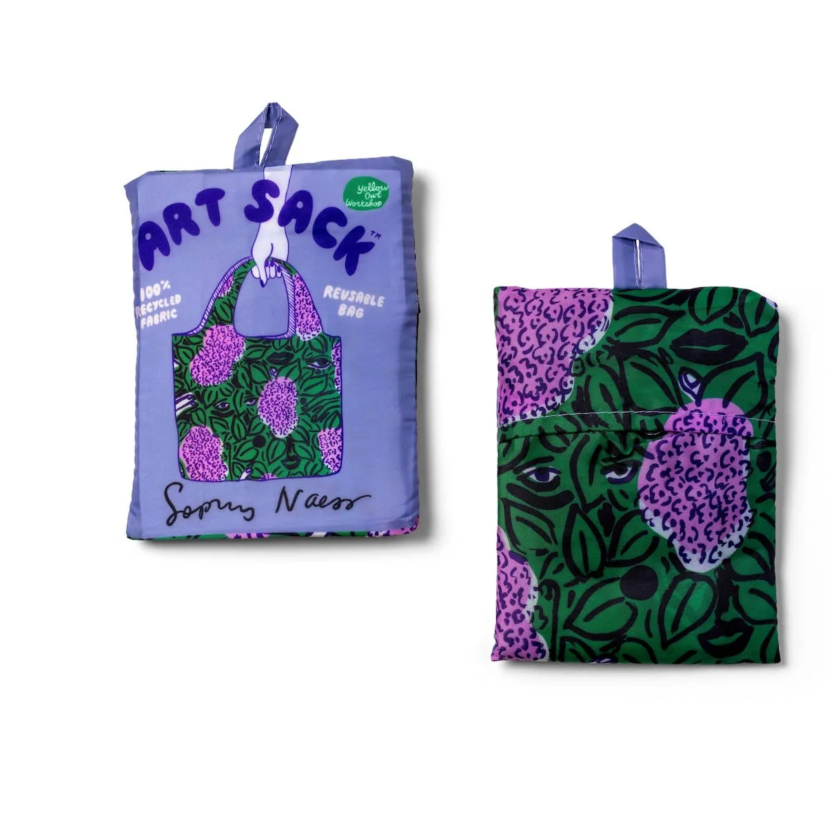 Lilacs Art Sack by Sophy Naess - Reusable Floral Tote - Image 2