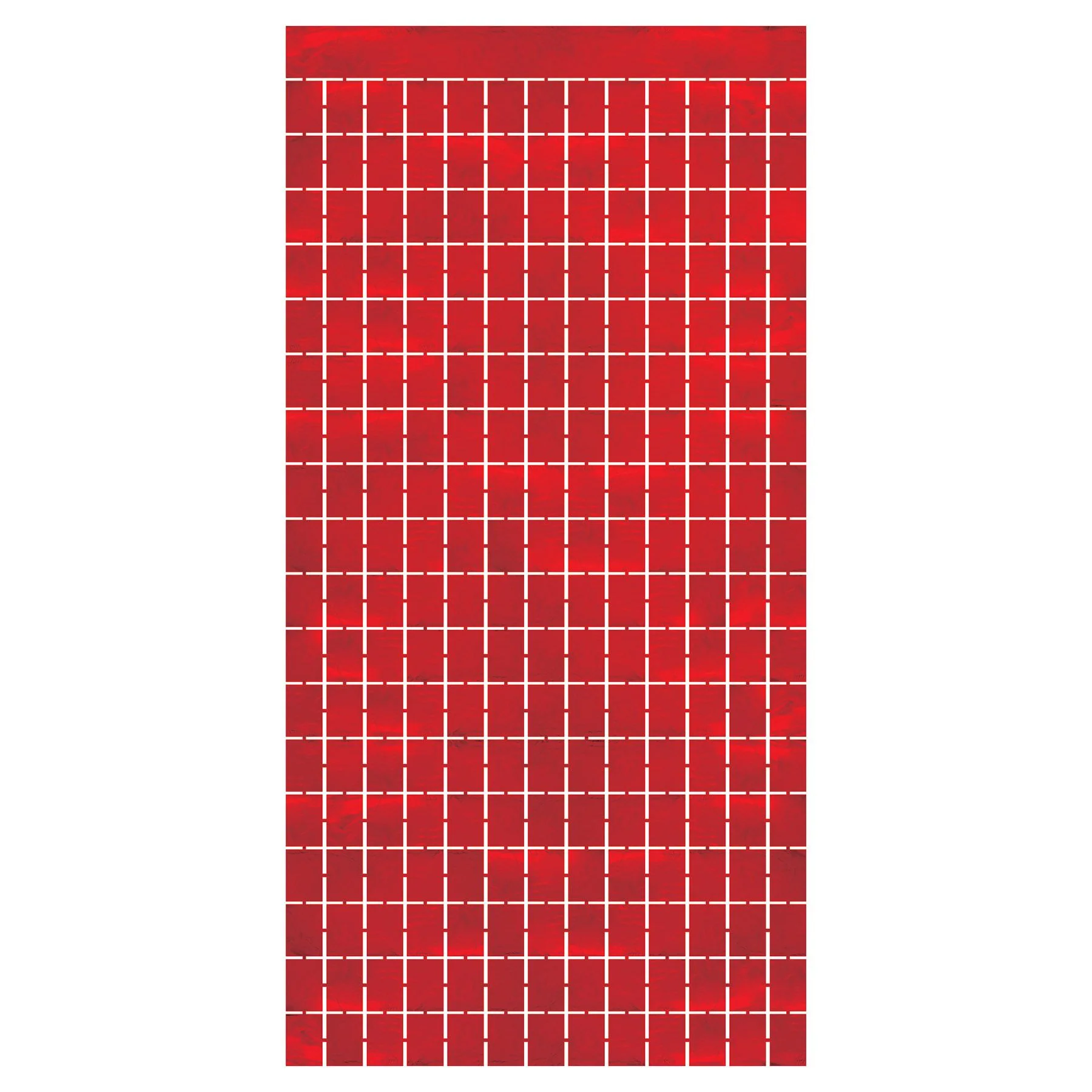 Metallic Square Foil Curtain - Red