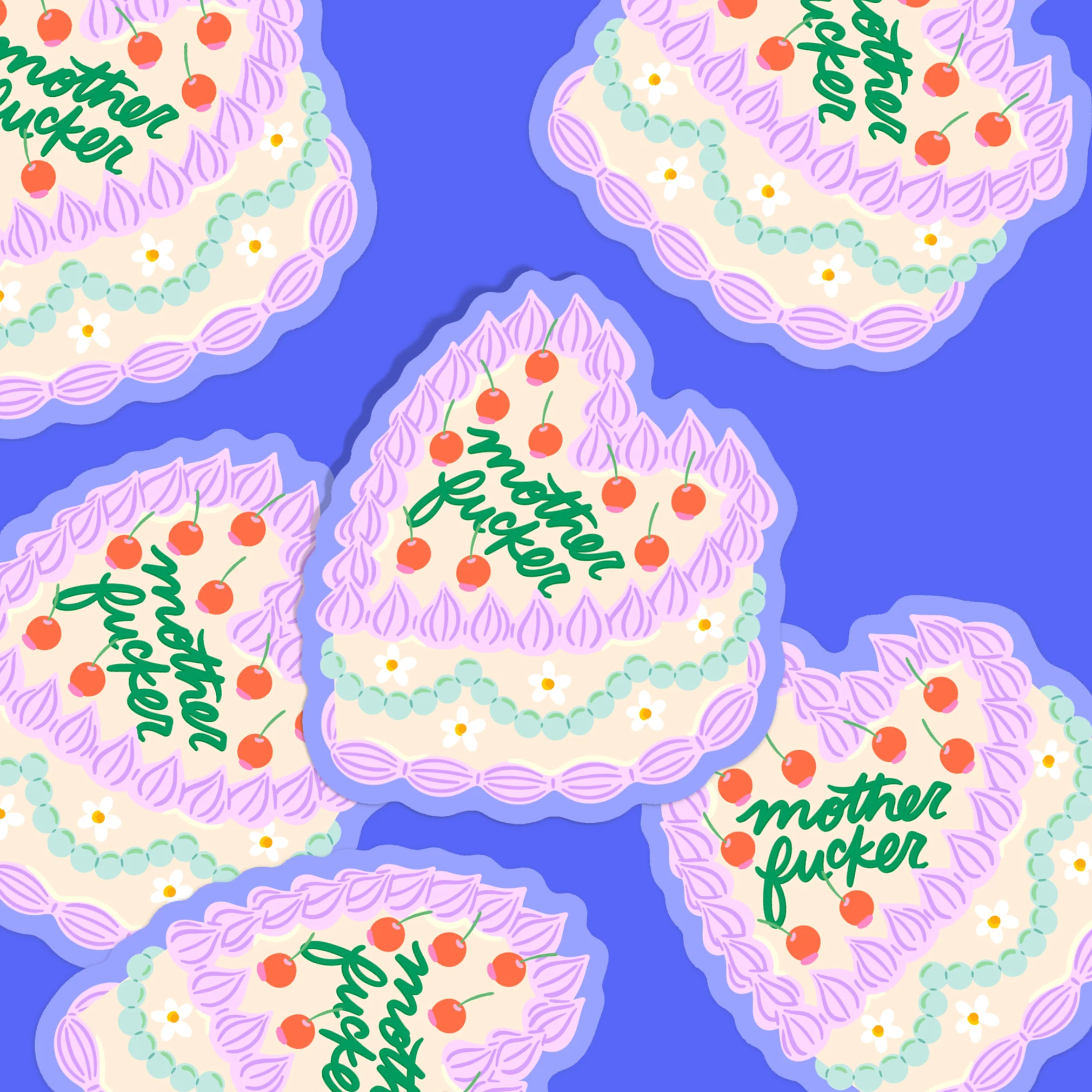 Mother Fucker Vintage Cake Sticker - Image 2