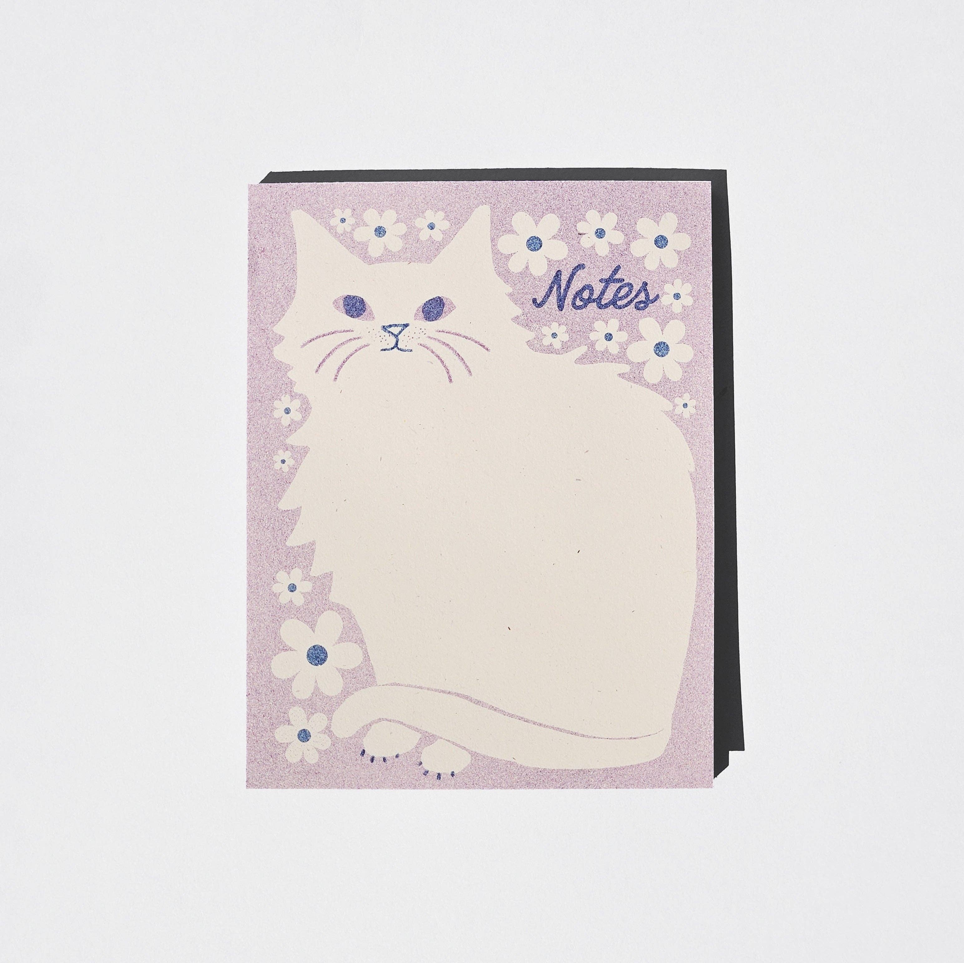 Negative Space Floral Cat - Risograph Notepad - Image 2