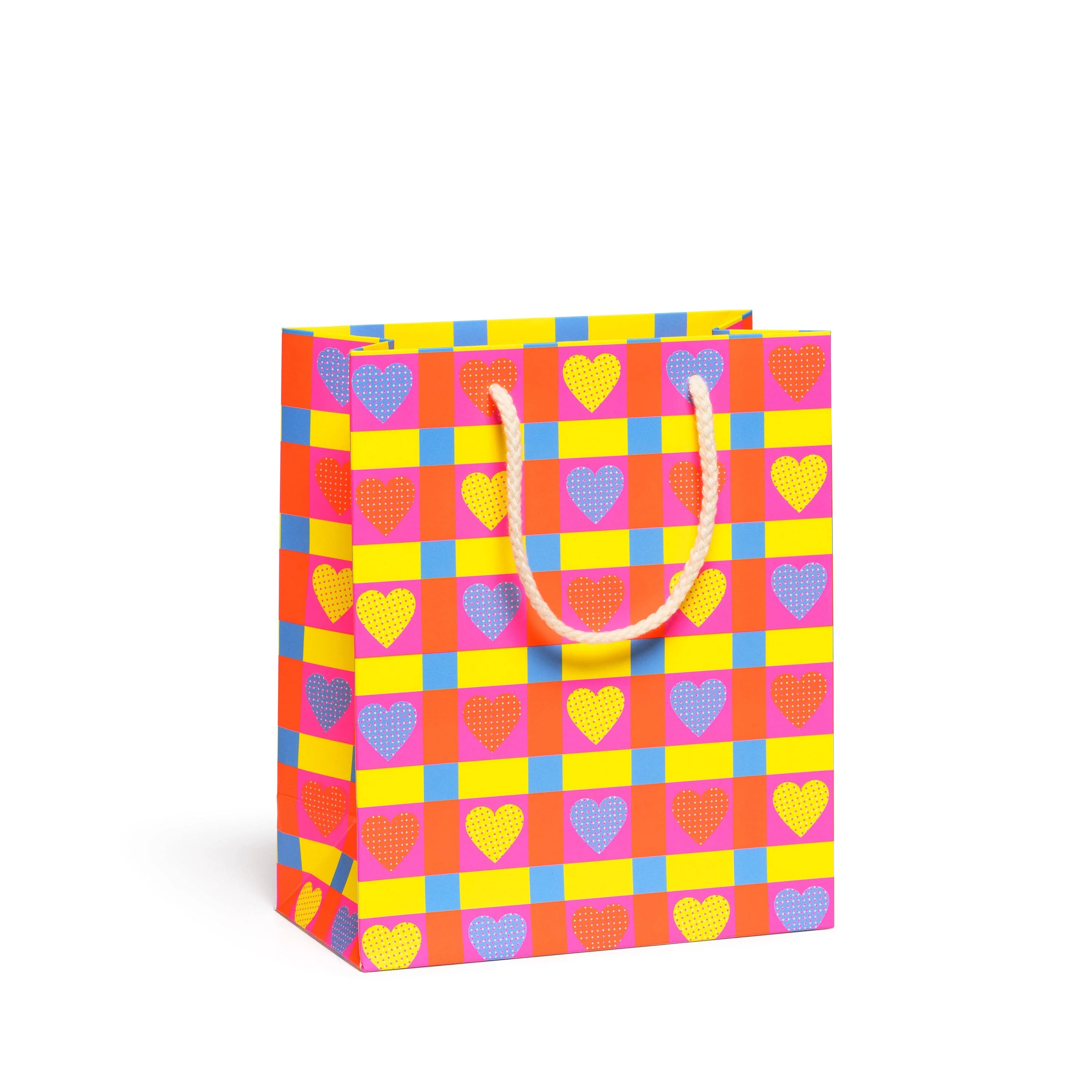 Neon Hearts Plaid Medium Bag
