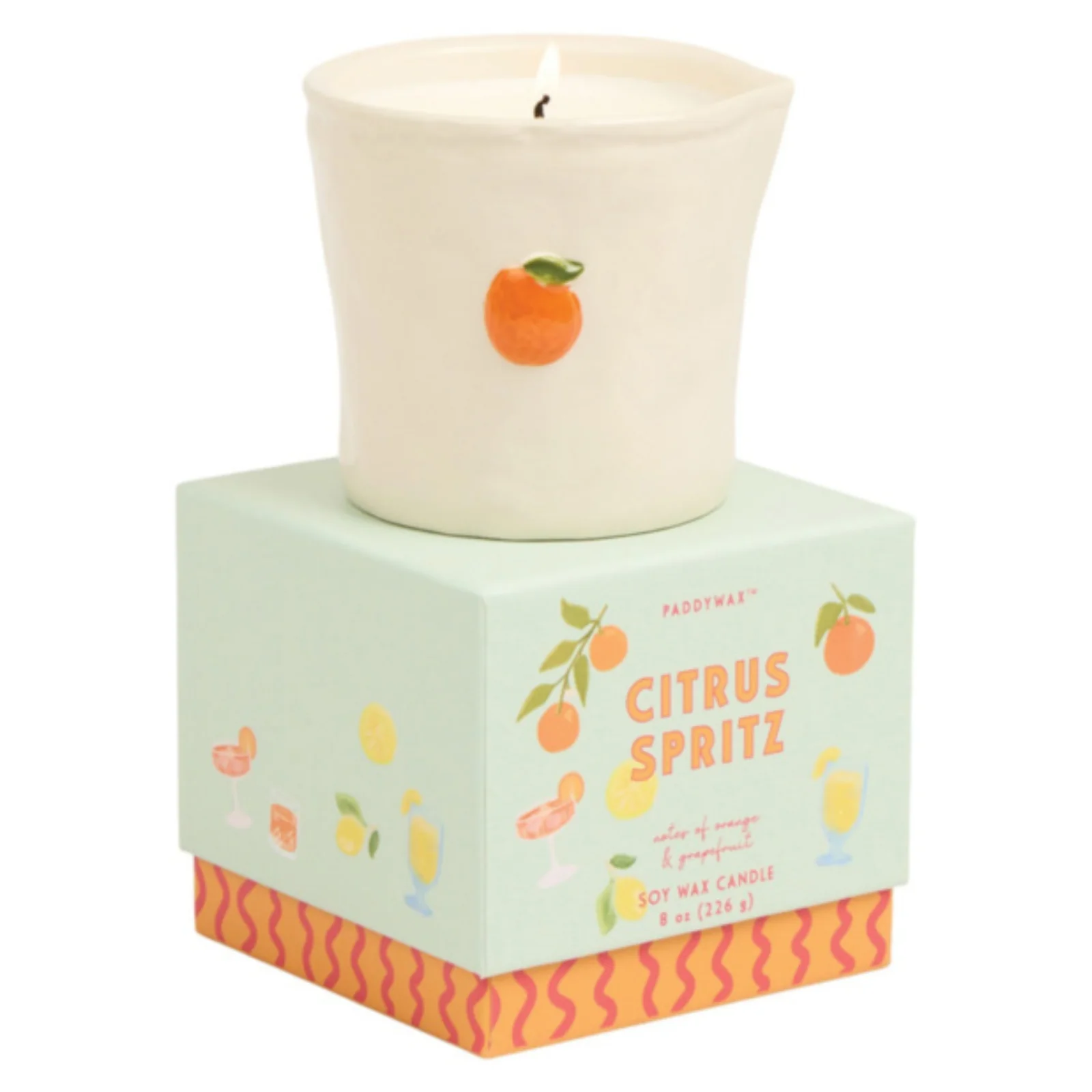 Paddywax Bistro Embossed Ceramic 8.0oz Candle - Citrus Spritz