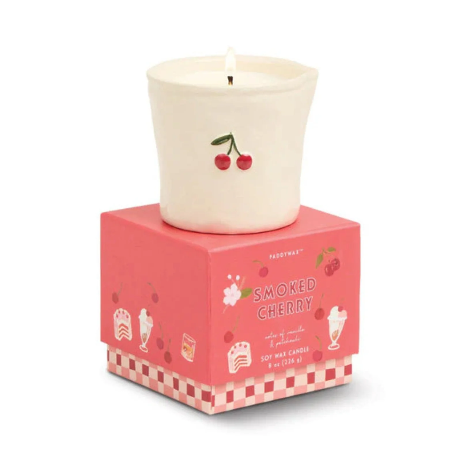 Paddywax Bistro Embossed Ceramic 8.0oz Candle -  Smoked Cherry