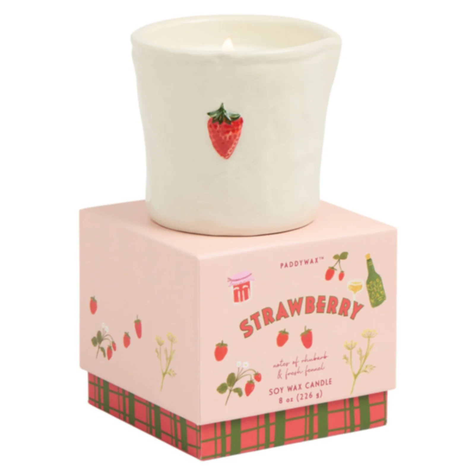 Paddywax Bistro Embossed Ceramic 8.0oz Candle - Strawberry