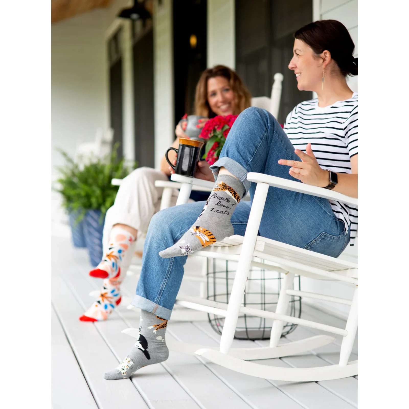 Blue Q Women's Crew Sock 'People I Love: 1. Cats' - Image 3