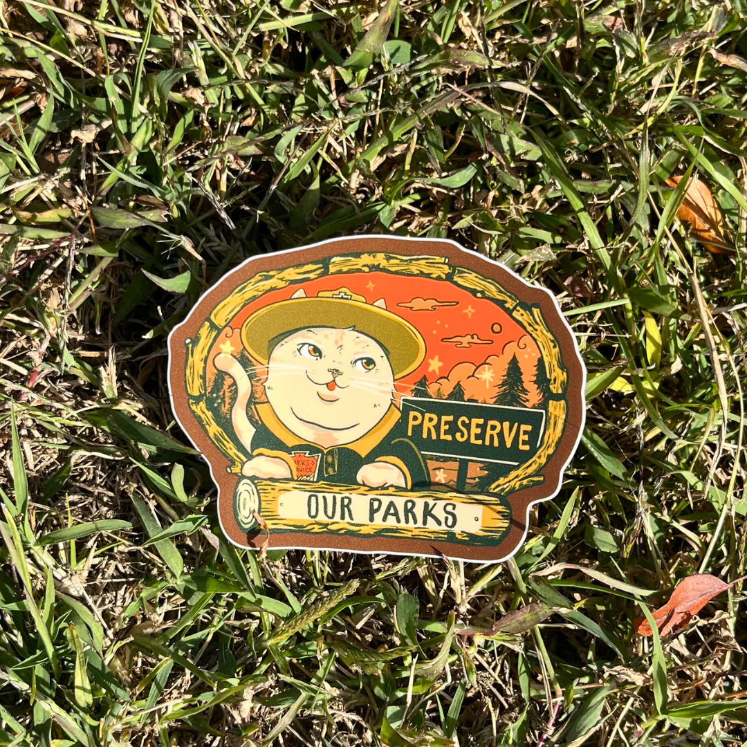 Preserve Our Parks - Park Ranger Cat Sticker - Image 2