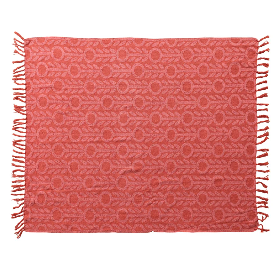 Recycled Cotton-Blend Throw Blanket - Pink Floral - Image 2