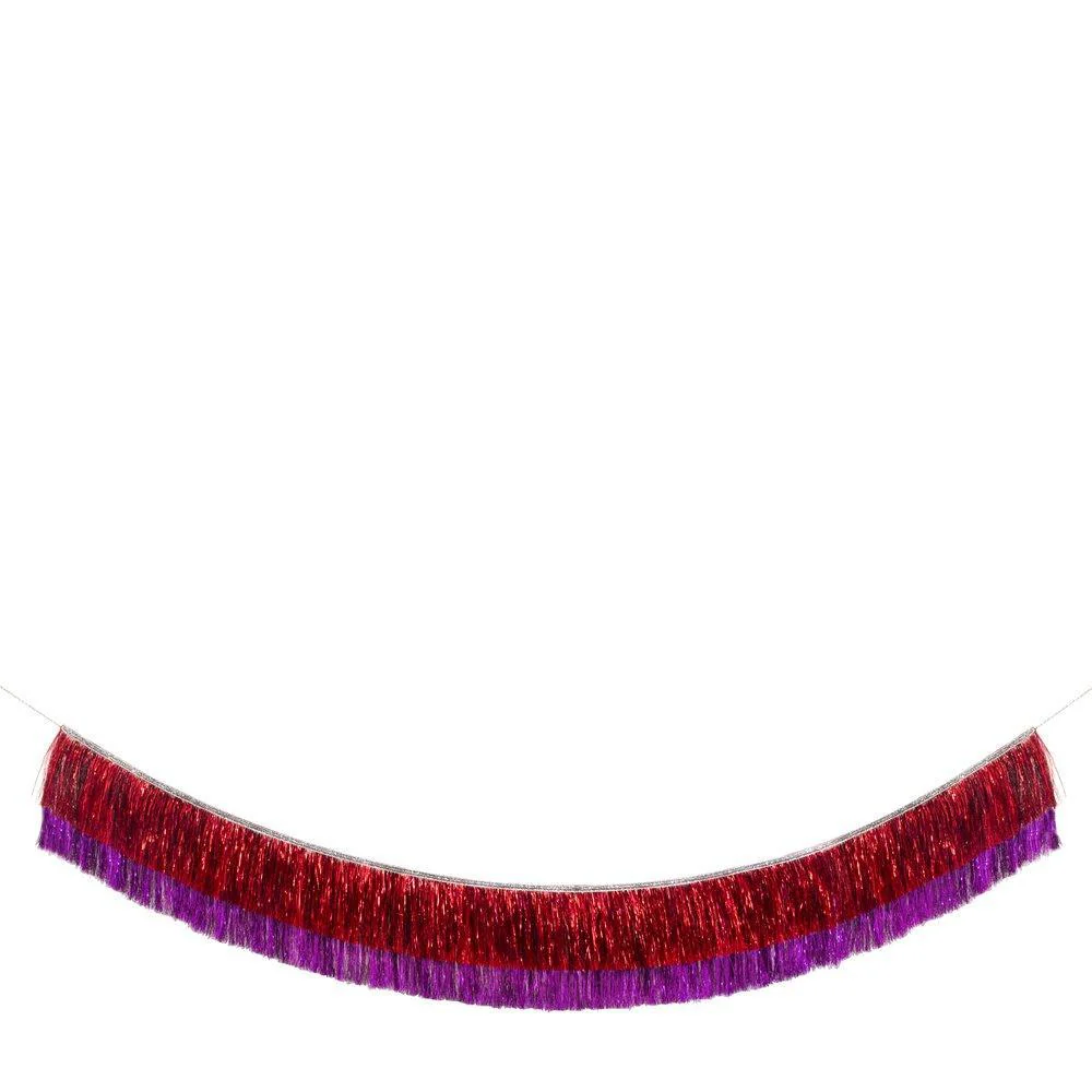 Meri Meri Red and Pink Tinsel Fringe Garland - Image 2