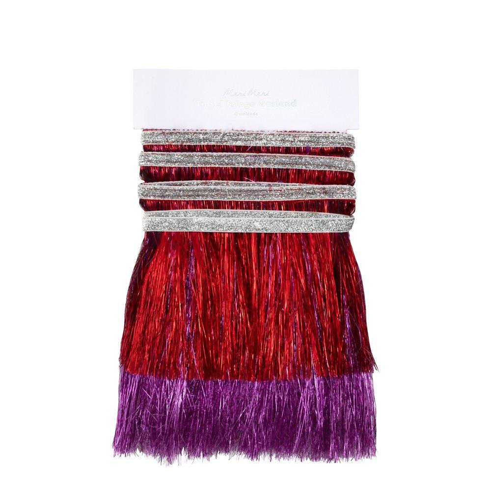 Meri Meri Red and Pink Tinsel Fringe Garland - Image 3