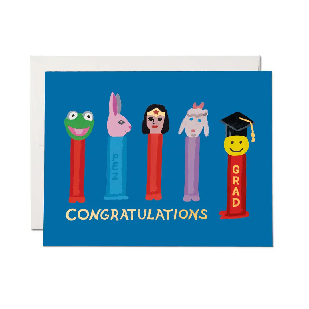 Red Cap Graduation Card - Pez