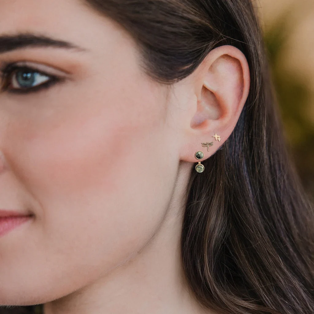 Scout Curated Wears Stud Trio Ear Jacket Set -  Dragonfly / African Turquoise / Gold - Image 2