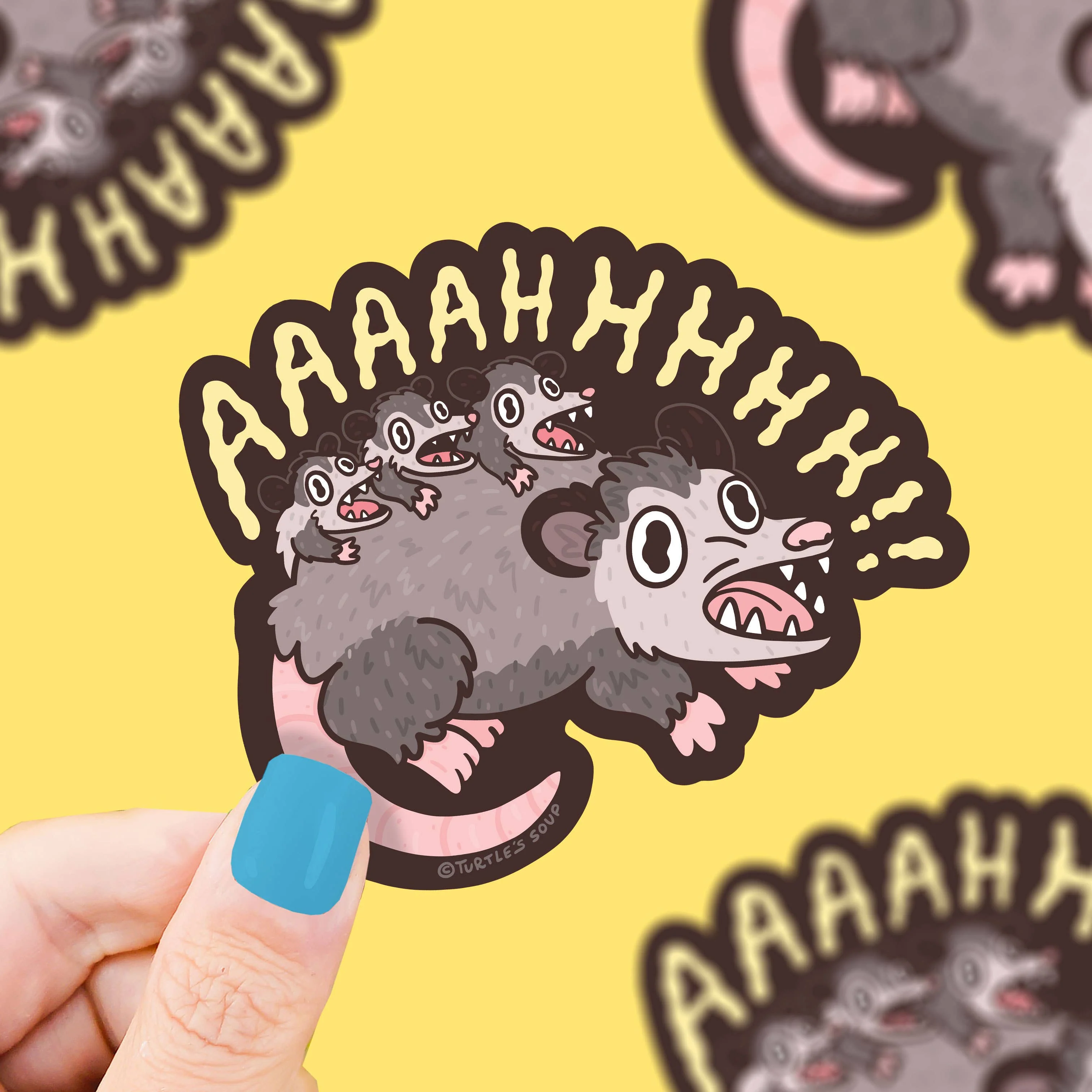 Screaming Crazy Opossum Sticker