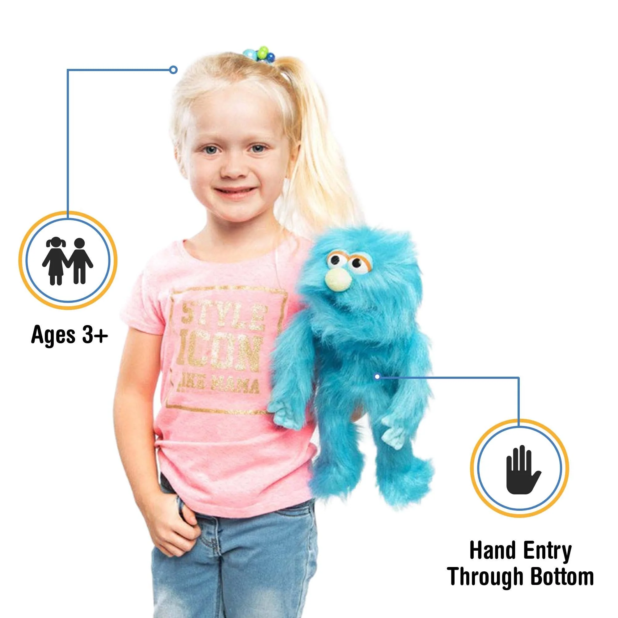 Silly Puppets 14" Monster - Blue - Image 2