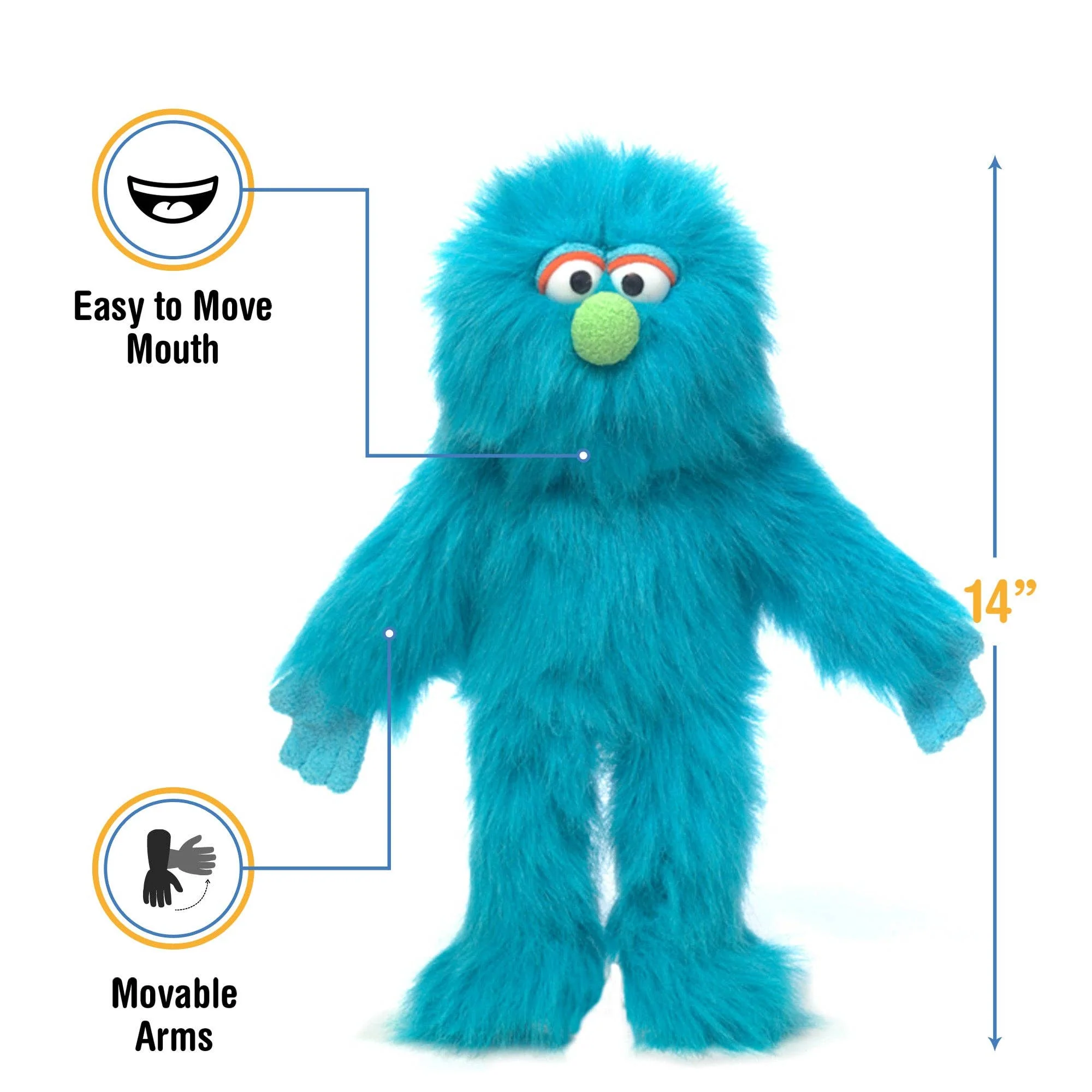 Silly Puppets 14" Monster - Blue - Image 3