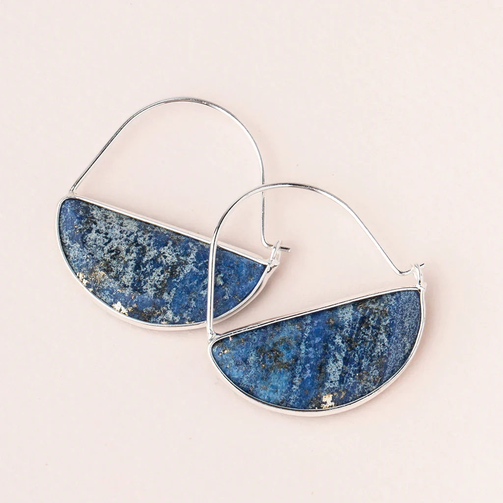 Stone Prism Hoop Earring - Lapis / Silver