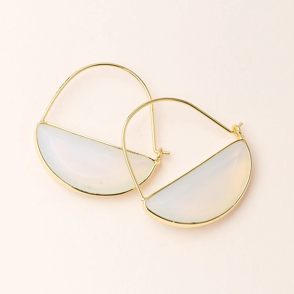 Stone Prism Hoop Earring - Opalite / Gold