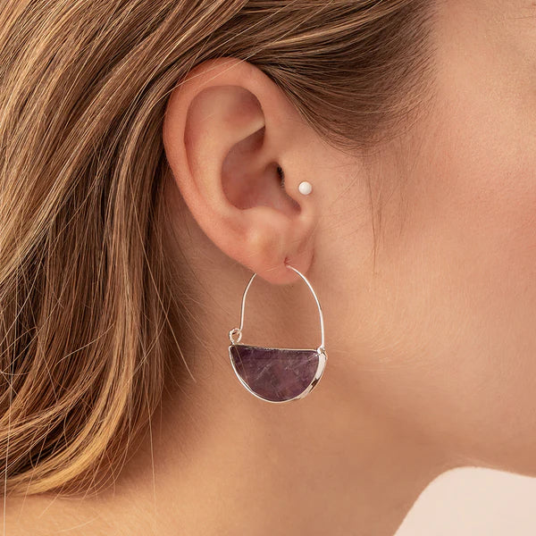 Stone Prism Hoop Earring - Opalite / Gold - Image 2