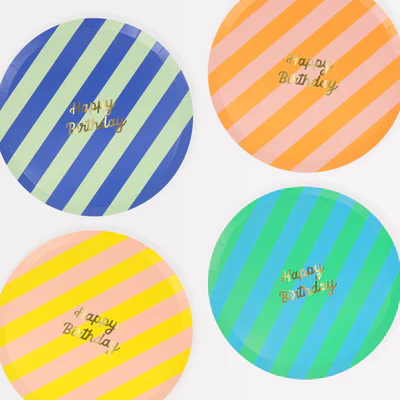 Stripe Happy Birthday Side Plate