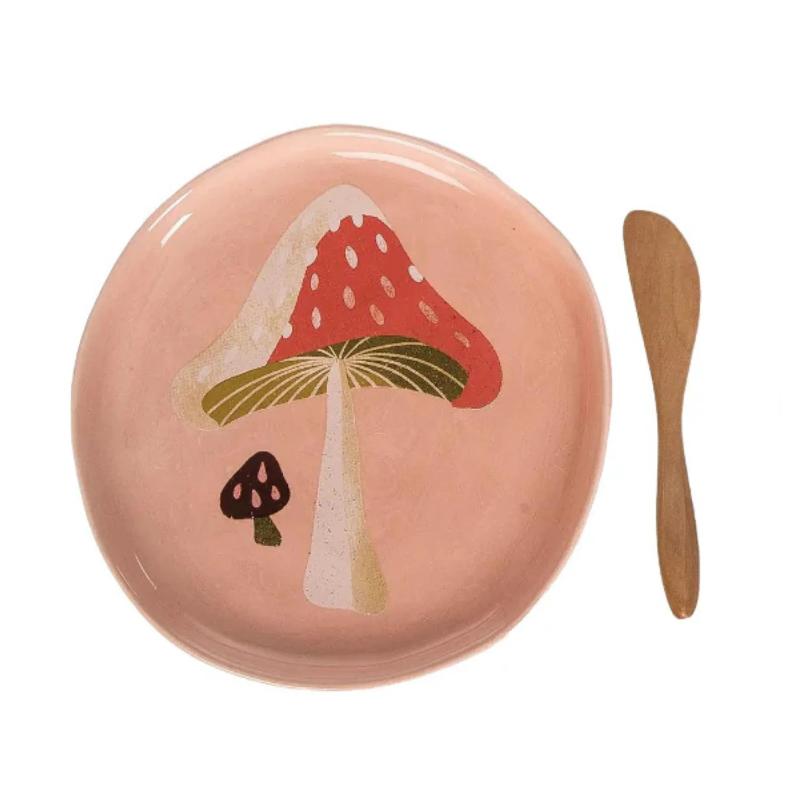 Transpac Mushroom Plate w/ Wood Spreader