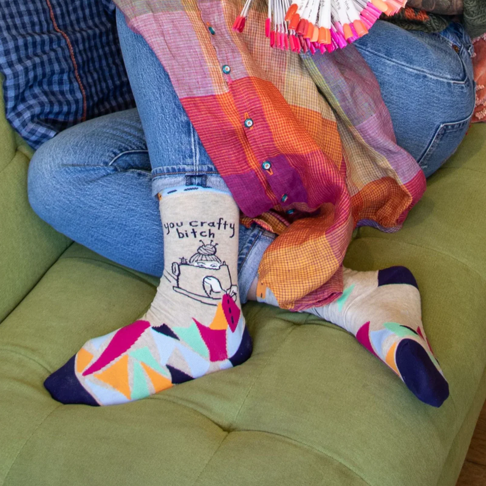 Blue Q Women's Crew Socks 'You Crafty Bitch' - Image 2
